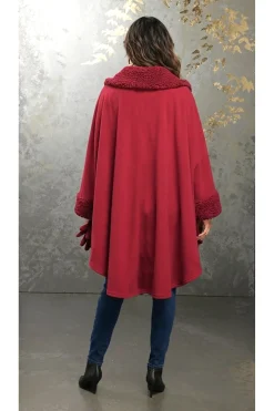 Sherpa-Trimmed Matching Fleece Cape with Gloves