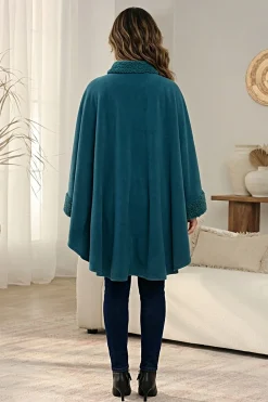 Sherpa-Trimmed Matching Fleece Cape with Gloves