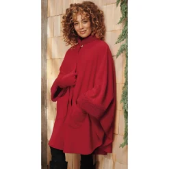 Sherpa-Trimmed Matching Fleece Cape with Gloves