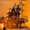 Silhouette Haunted House with LED Spotlight
