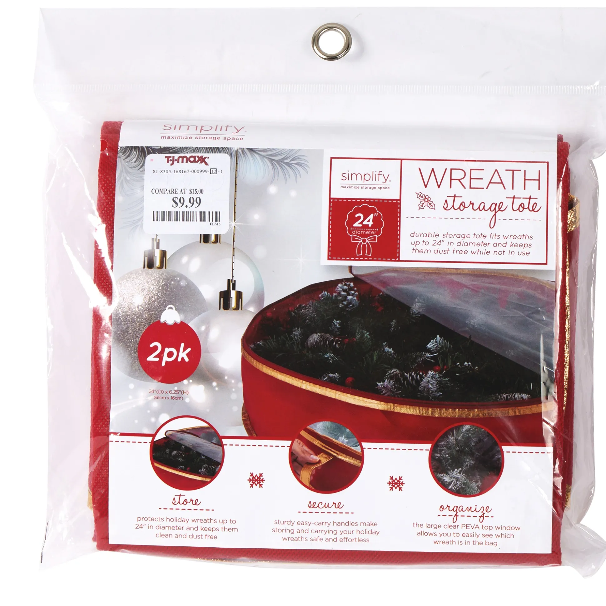 Simplify 2-Pack 24" Wreath Bag