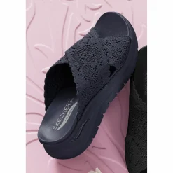 Skechers Arch Fit Slide with Feminine Crisscross Straps