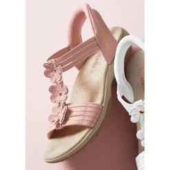 Skechers Hands-Free Slip-Ins Leather Reggae Slim Slingback with Floral Appliqués