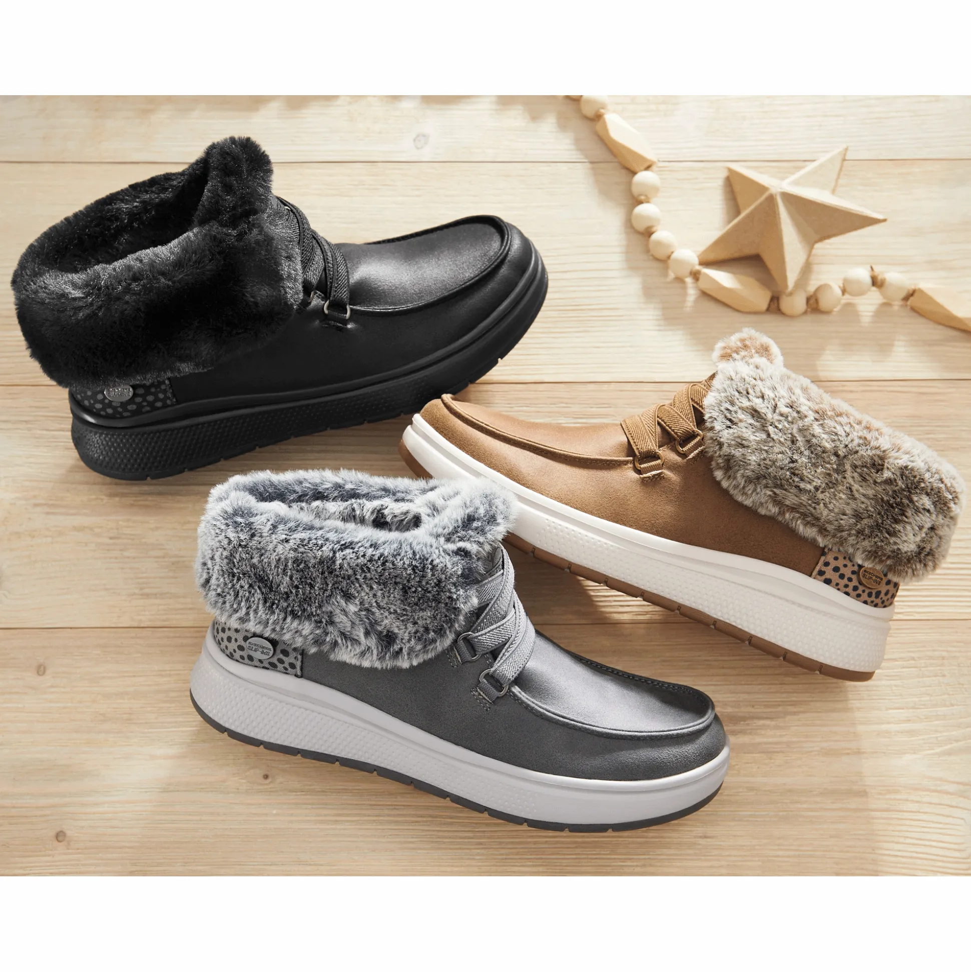 Skechers Slip-Ins Skip Cute Wave Fur Fancies Bootie