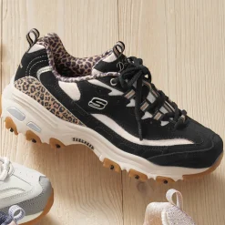 Skechers Women's D'Lites Leopard Lace-Up