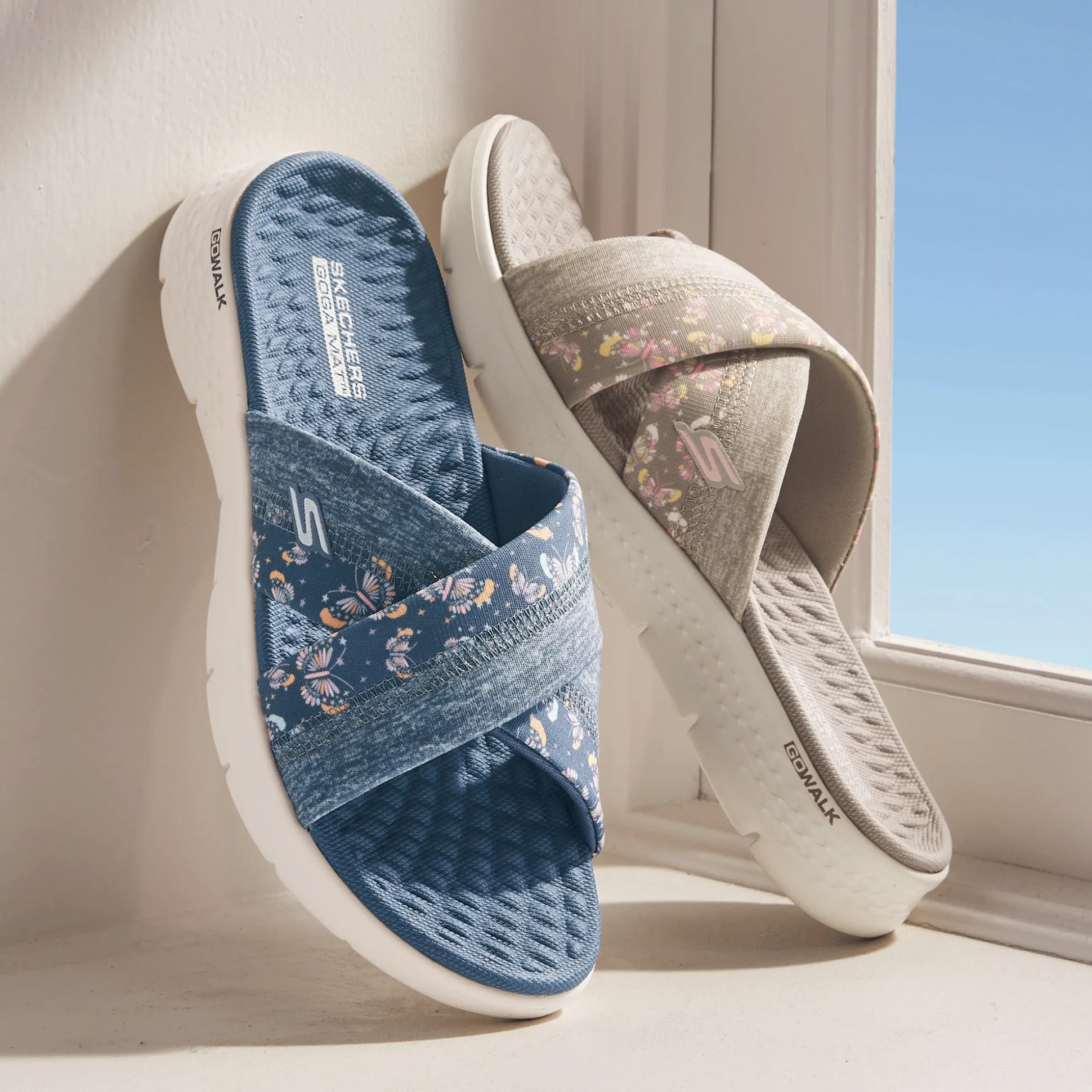 Skechers Womens' GO WALK Flex Butterfly Bliss Slide
