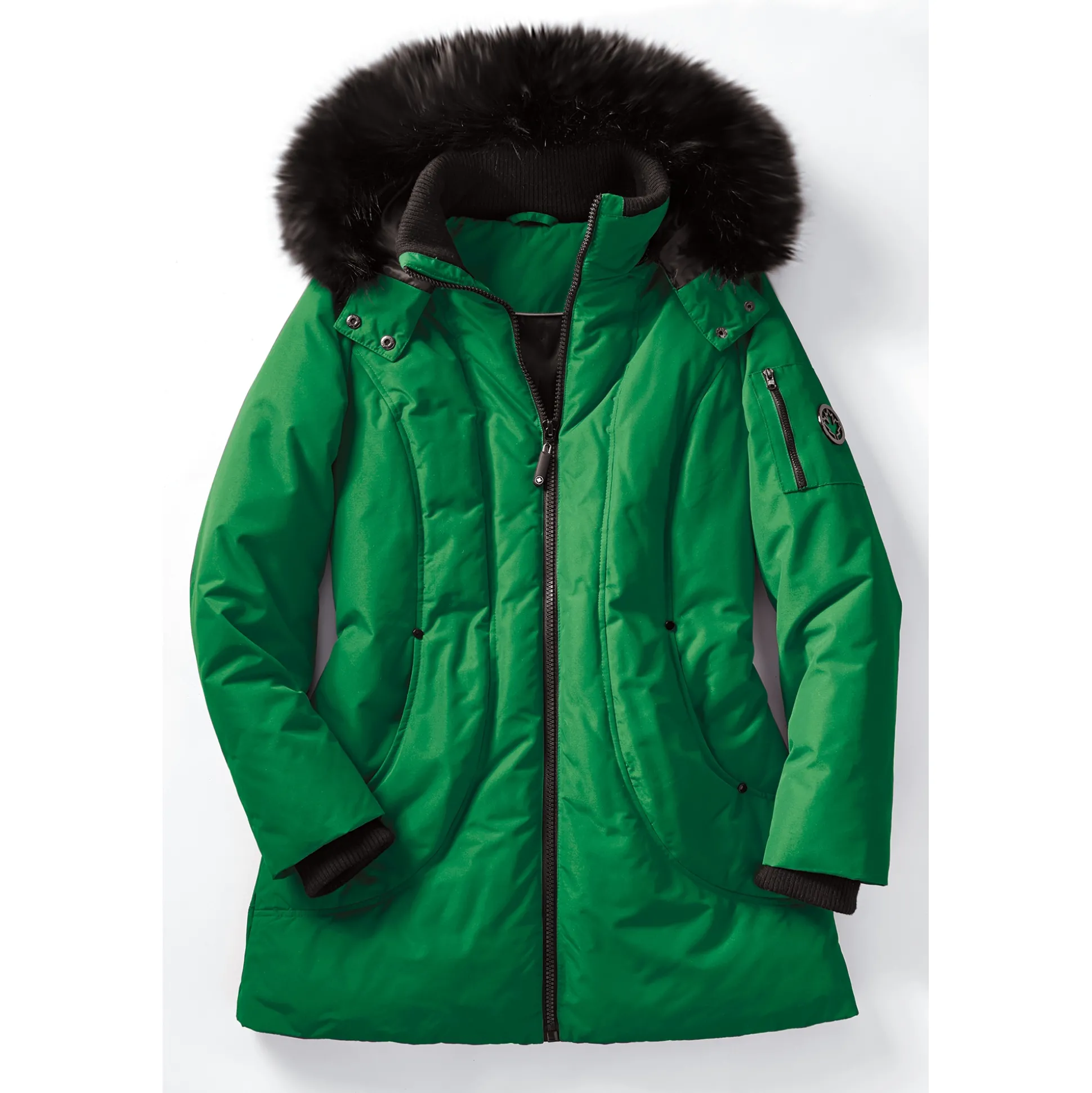Snowfall Parka Puffer Coat with Detachable Hood and Faux-Fur Trim