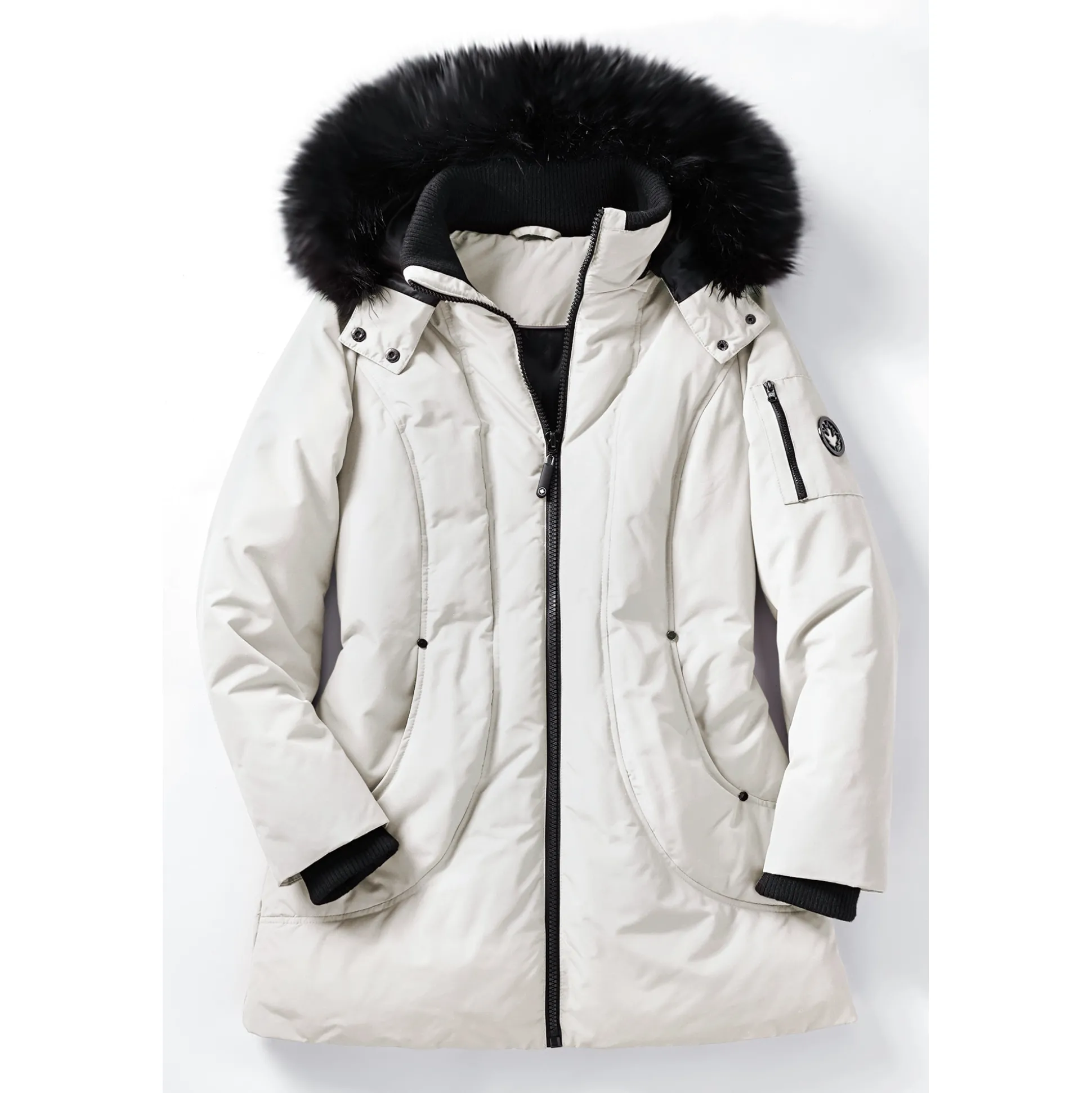 Snowfall Parka Puffer Coat with Detachable Hood and Faux-Fur Trim