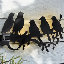 Solar Birds-on-Branch Wall Art