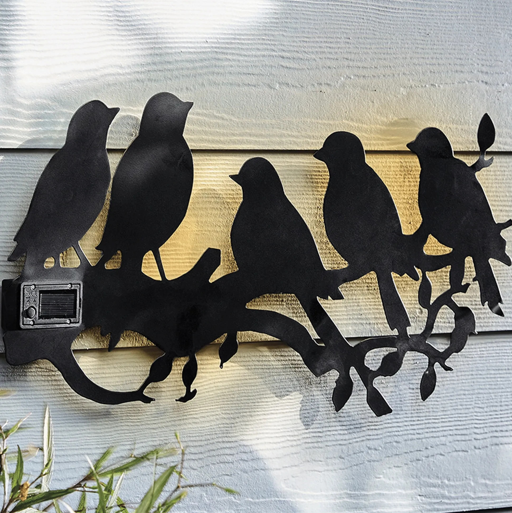 Solar Birds-on-Branch Wall Art