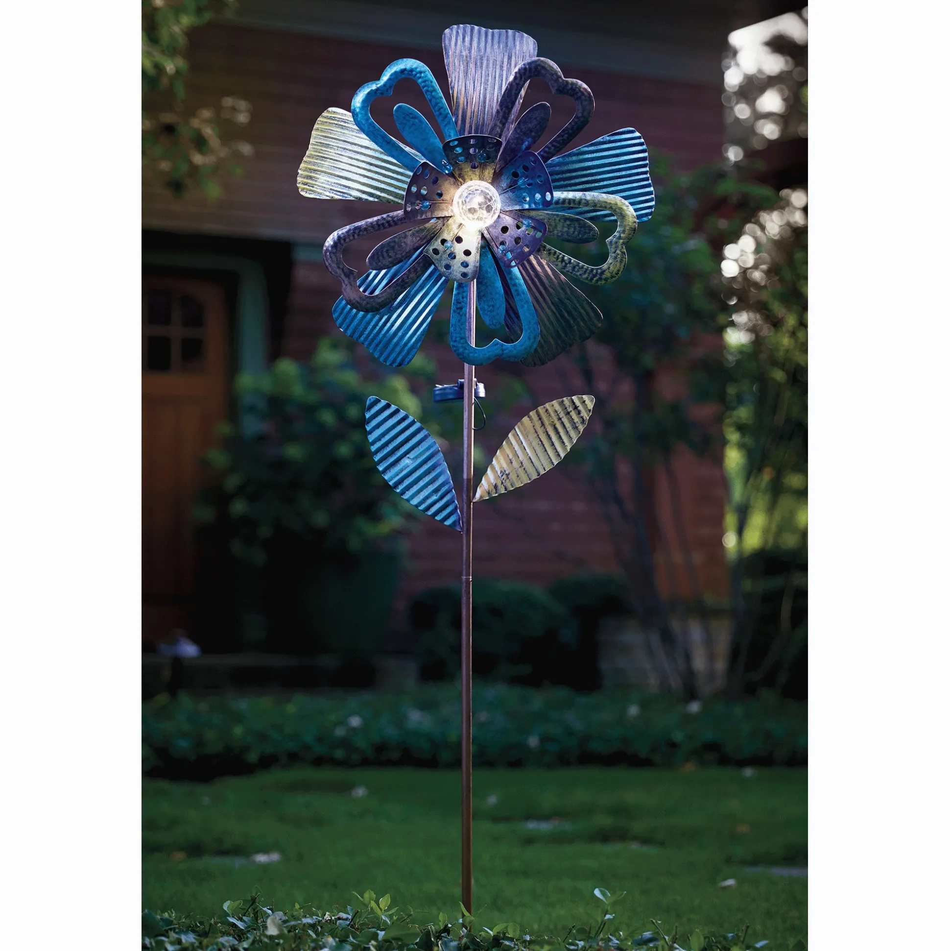 Solar 57" Bronze Floral Spinner