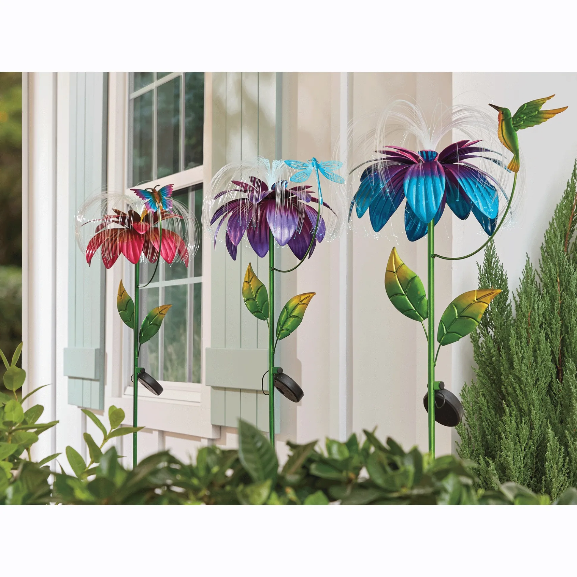 Solar Daisy Fiber Optic Spinner Stake
