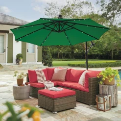 10' Solar Lit Offset Umbrella