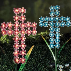 Solar Metal Cross Garden Stake