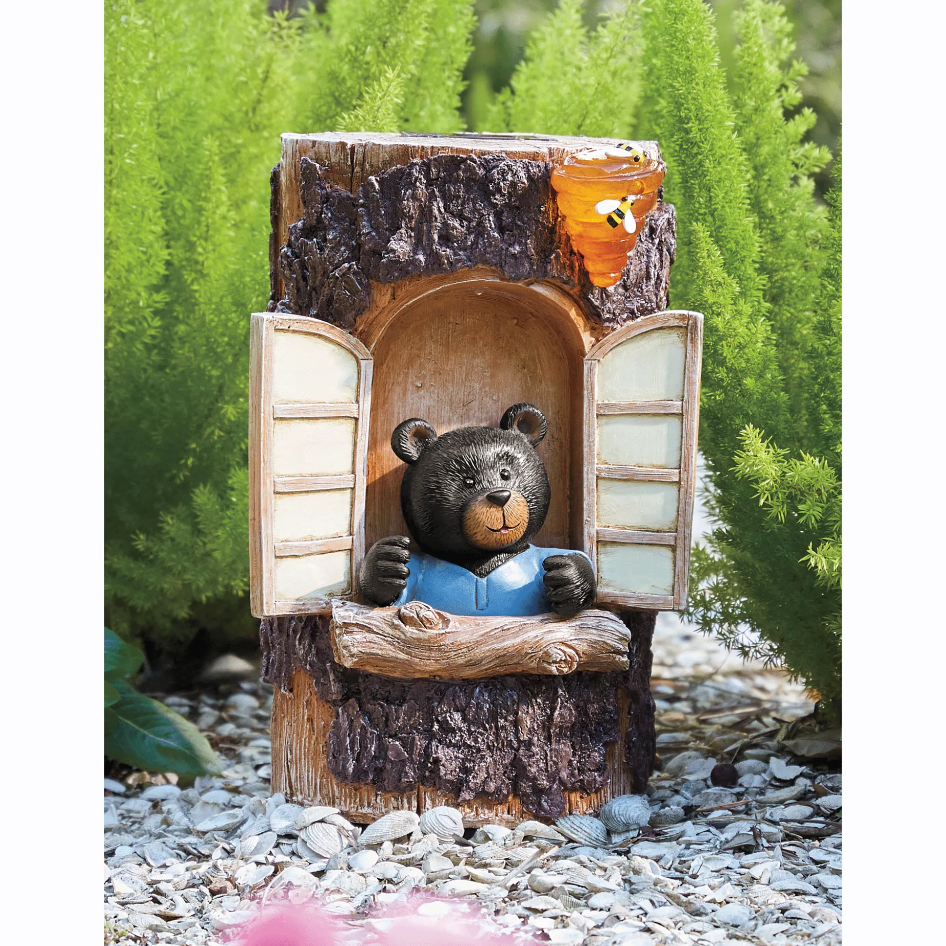 Solar Stump with Bear