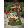 Solar Water Faucet and Flowers in Pot Statue
