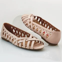 Sonjia Woven Peep-Toe Flat with Cutouts and Memory Foam