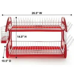Space-Saving 2-Tier Dish Drying Rack with Utensil Holder