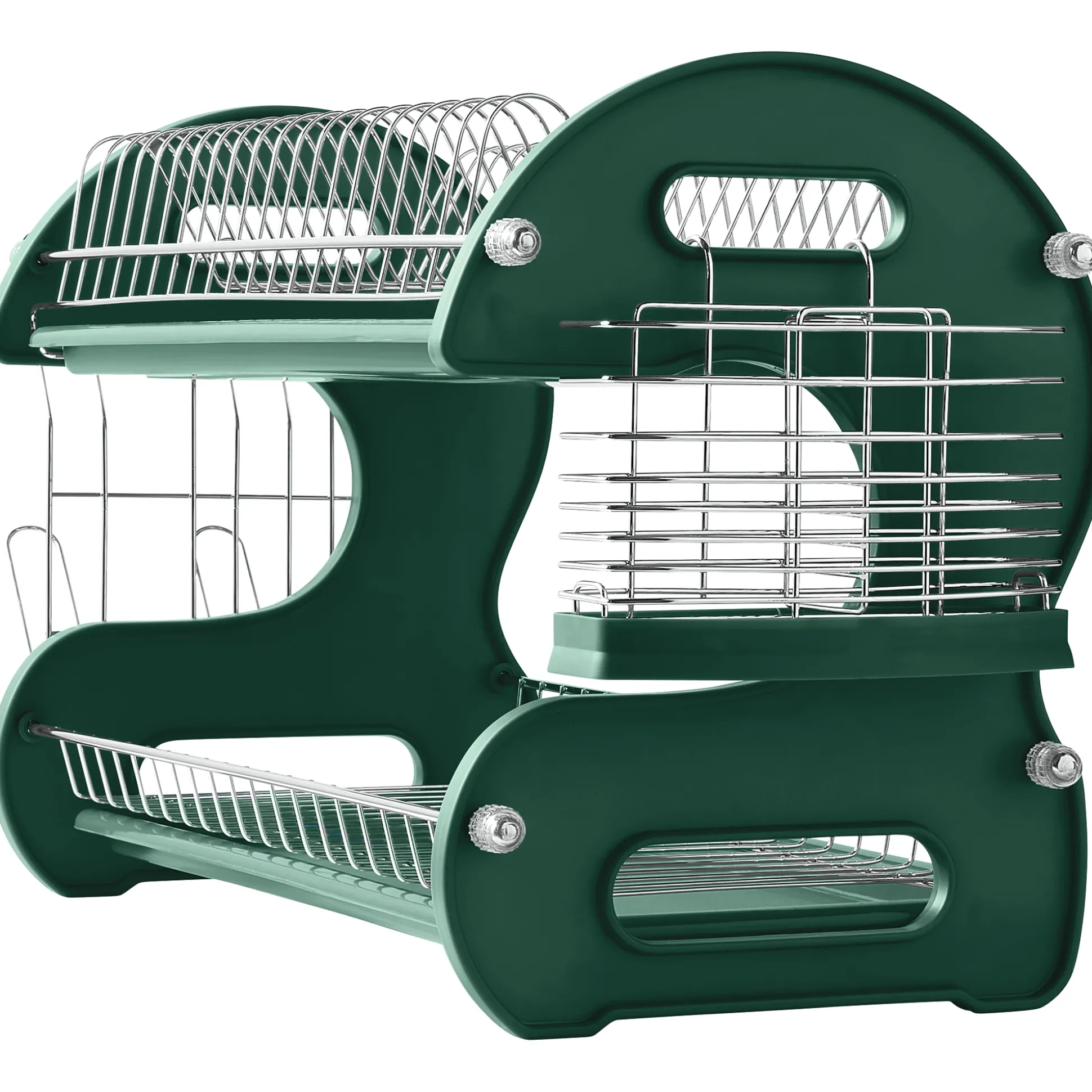 Space-Saving 2-Tier Dish Drying Rack with Utensil Holder