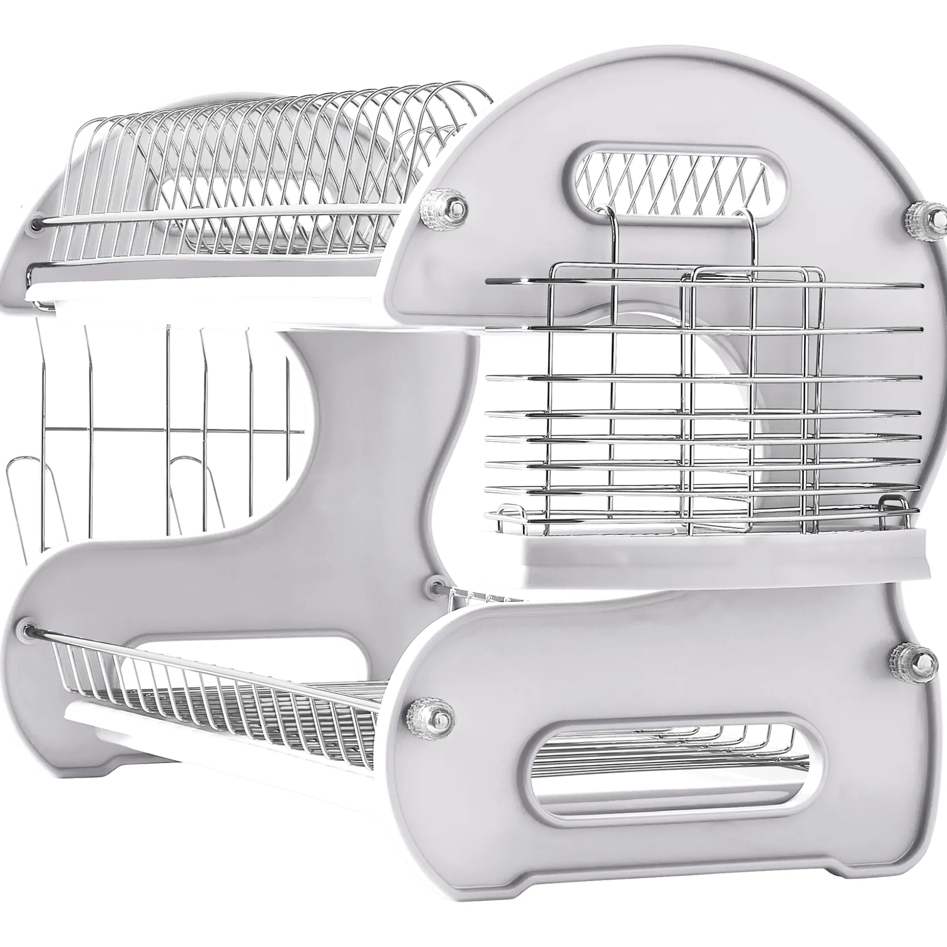 Space-Saving 2-Tier Dish Drying Rack with Utensil Holder