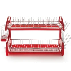 Space-Saving 2-Tier Dish Drying Rack with Utensil Holder