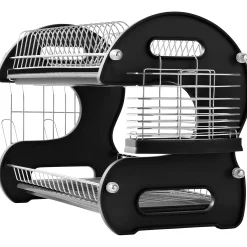 Space-Saving 2-Tier Dish Drying Rack with Utensil Holder