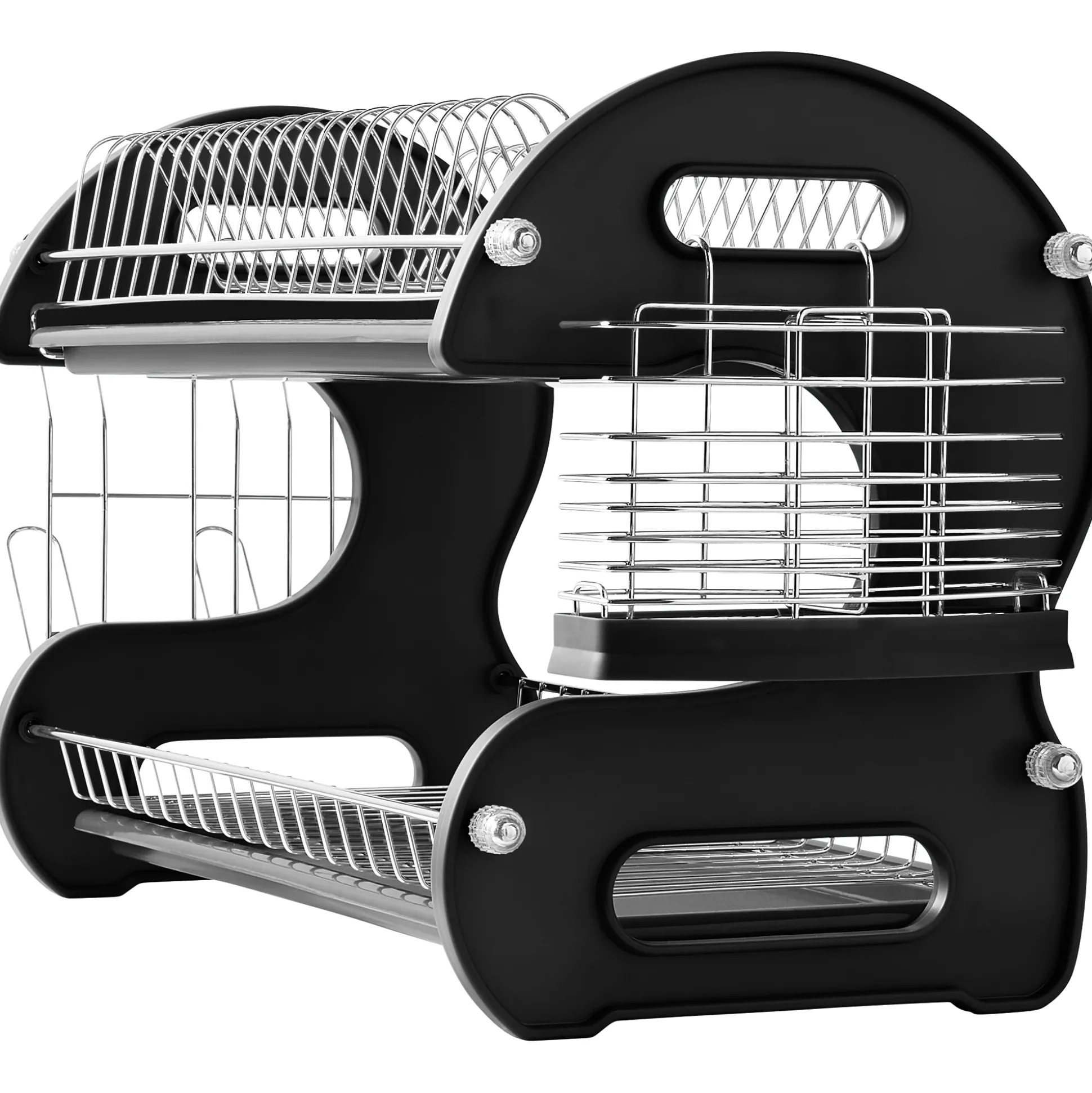 Space-Saving 2-Tier Dish Drying Rack with Utensil Holder