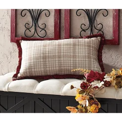 Spice Plaid With Fringe Decorative Pillow
