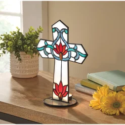 Stained Glass Cross Candleholder