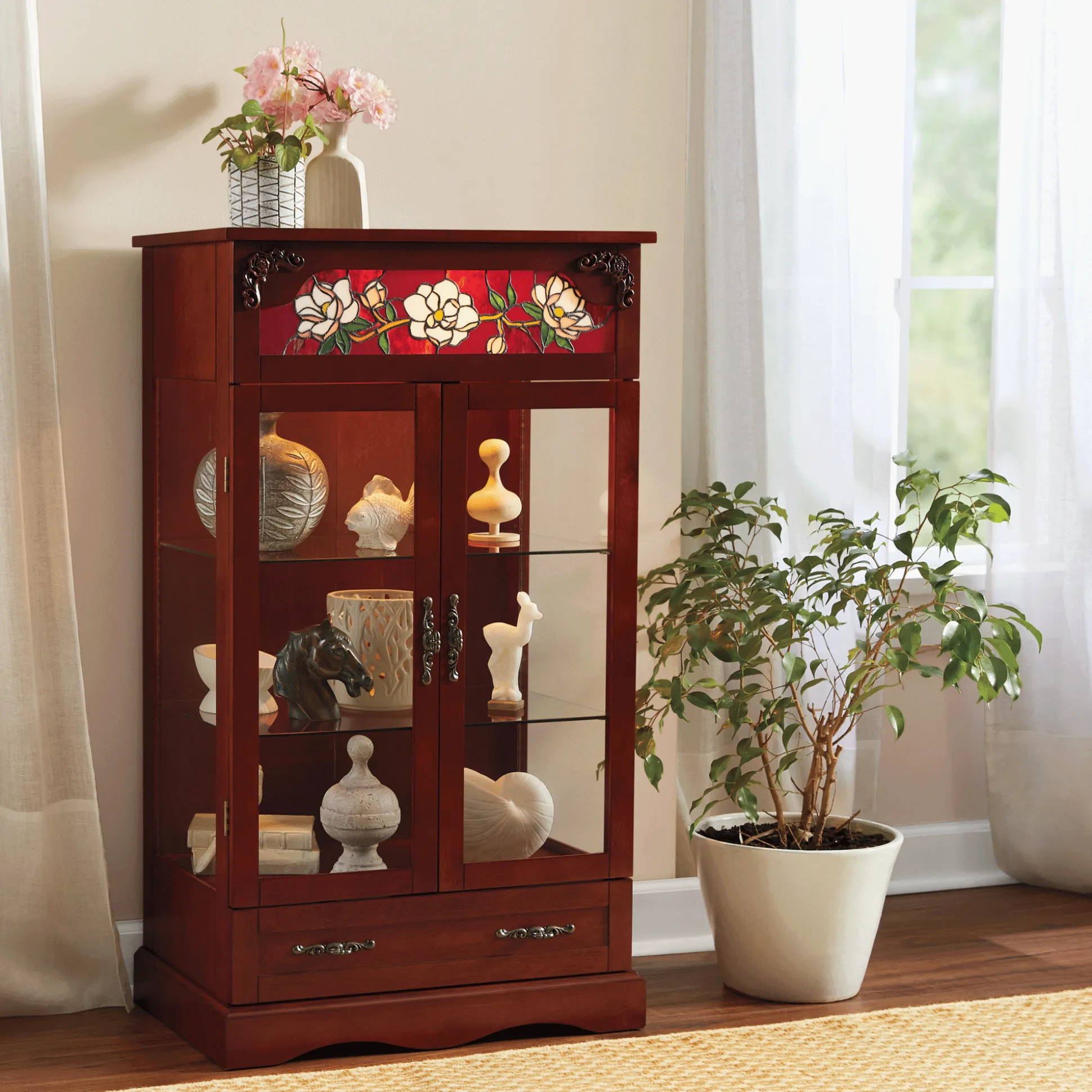 Stained Glass Curio Cabinet