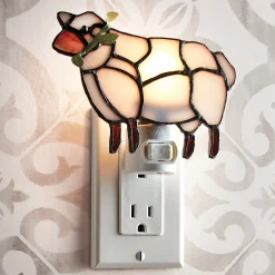 Stained Glass Farmhouse Sheep Night-light