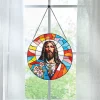 Stained Glass Floral Jesus Portrait