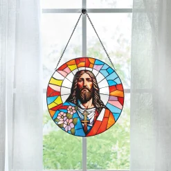 Stained Glass Floral Jesus Portrait