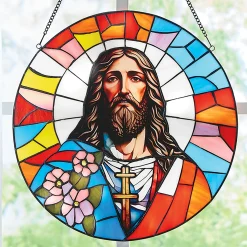 Stained Glass Floral Jesus Portrait