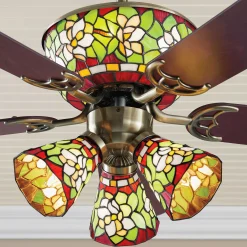 Stained Glass Magnolia Ceiling Fan