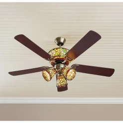 Stained Glass Magnolia Ceiling Fan