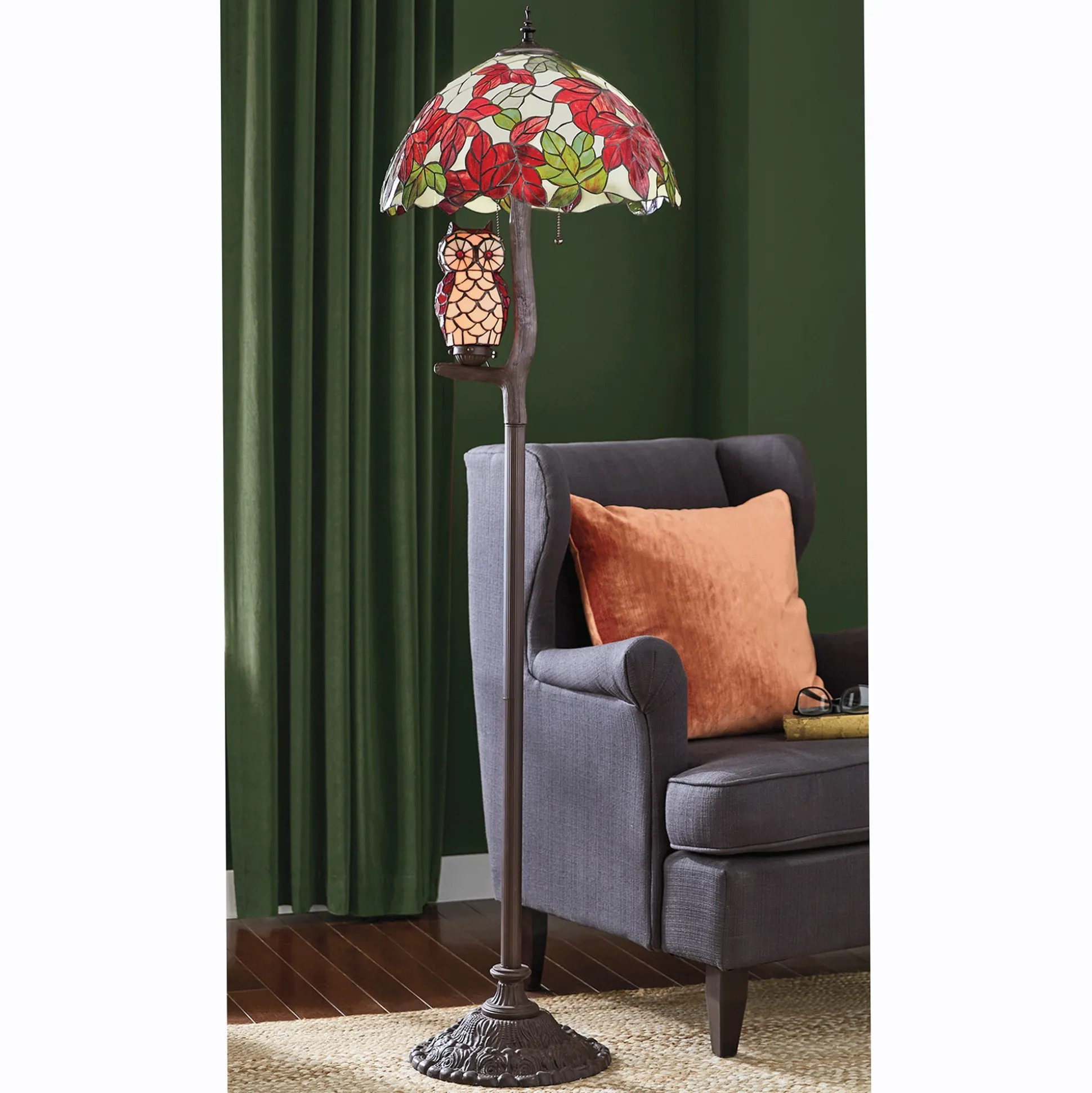Stained Glass Owl Floor Lamp