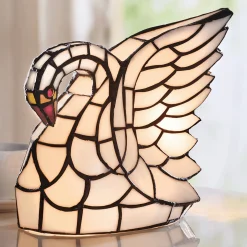 Stained Glass Swan Lamp