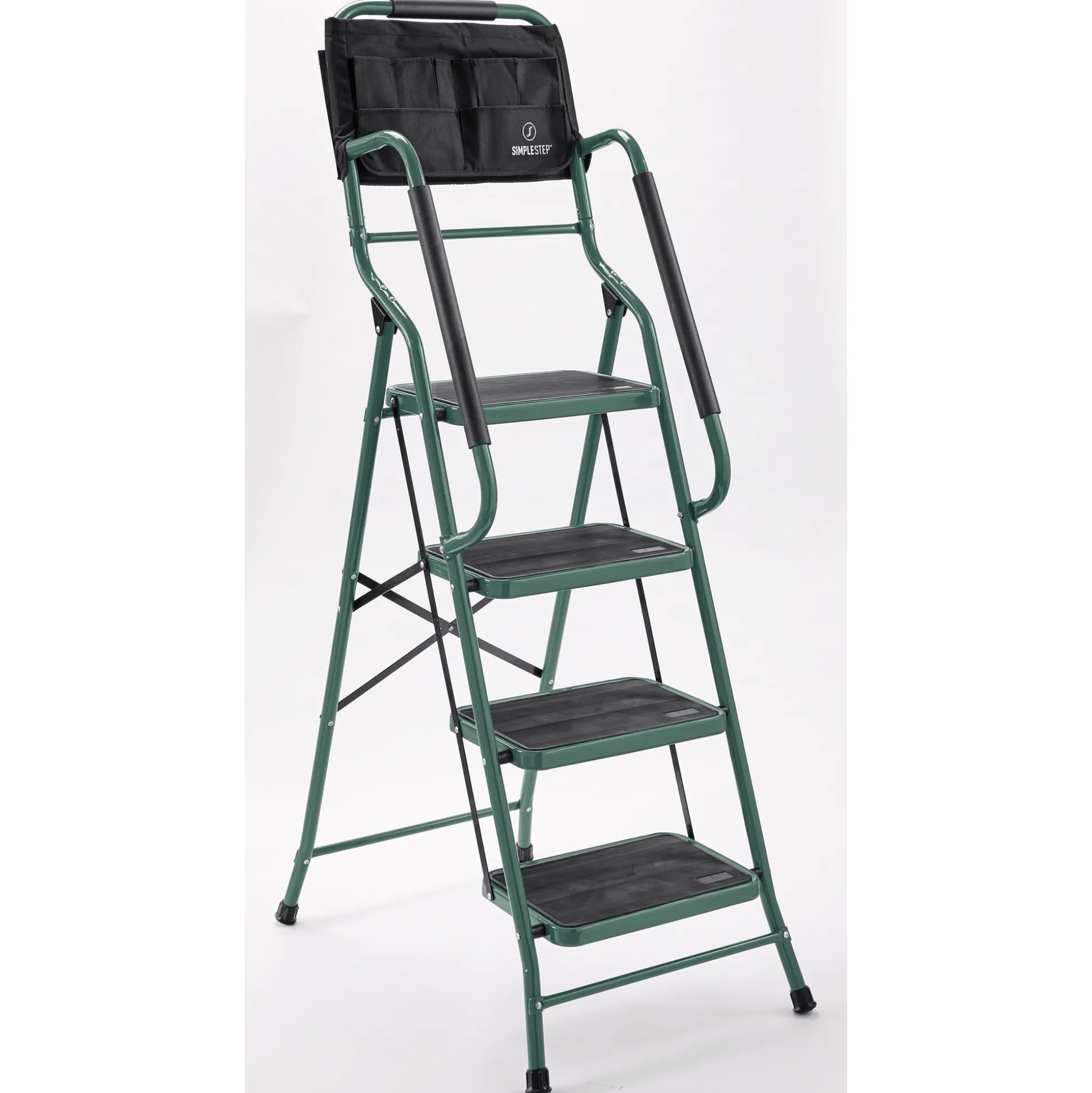 4-Step Safety Ladder with Tool Tote and Non-Slip Steps