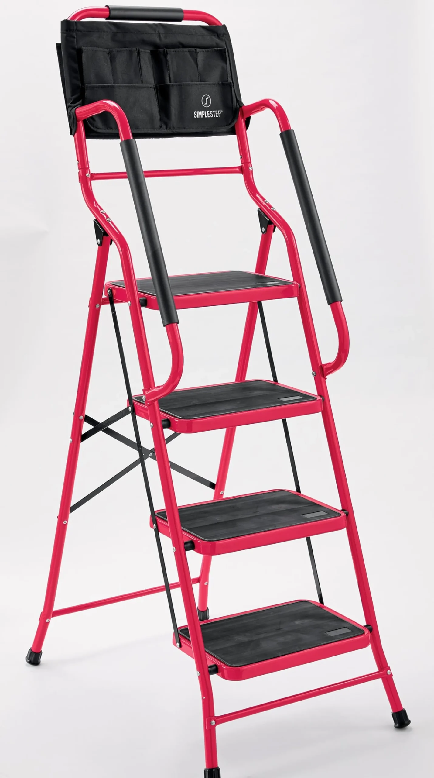 4-Step Safety Ladder with Tool Tote and Non-Slip Steps