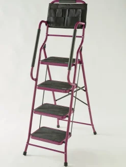 4-Step Safety Ladder with Tool Tote and Non-Slip Steps