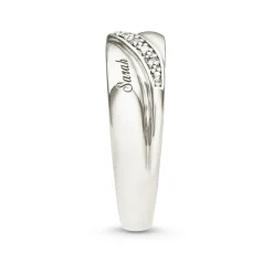 Sterling Diamond Unisex 2-Name Wedding Band
