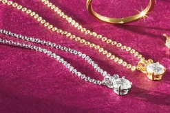 Sterling Lab-Created Diamond Round Solitaire Pendant