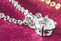 Sterling Lab-Created Diamond Round Solitaire Pendant