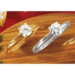 Sterling Lab-Created Diamond Round Solitaire Ring - .50 CTTW
