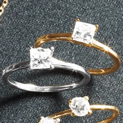 Sterling Lab-Created Diamond Princess Solitaire Ring
