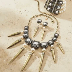 Stone & Faux-Pearl Cone/Drop Necklace, Bracelet & Earrings - Buy All and Save