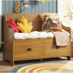Storage Pew with Seat Cushion