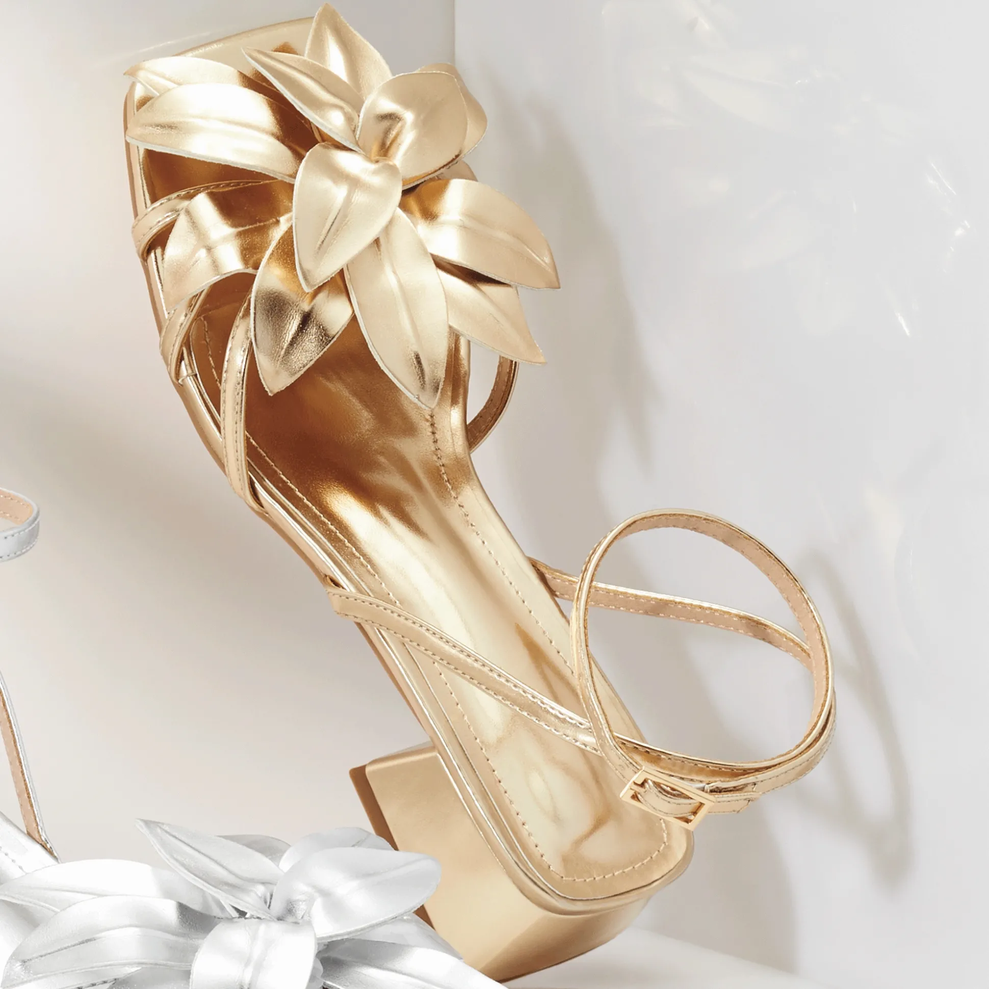 Strappy 3-D Floral Sandal
