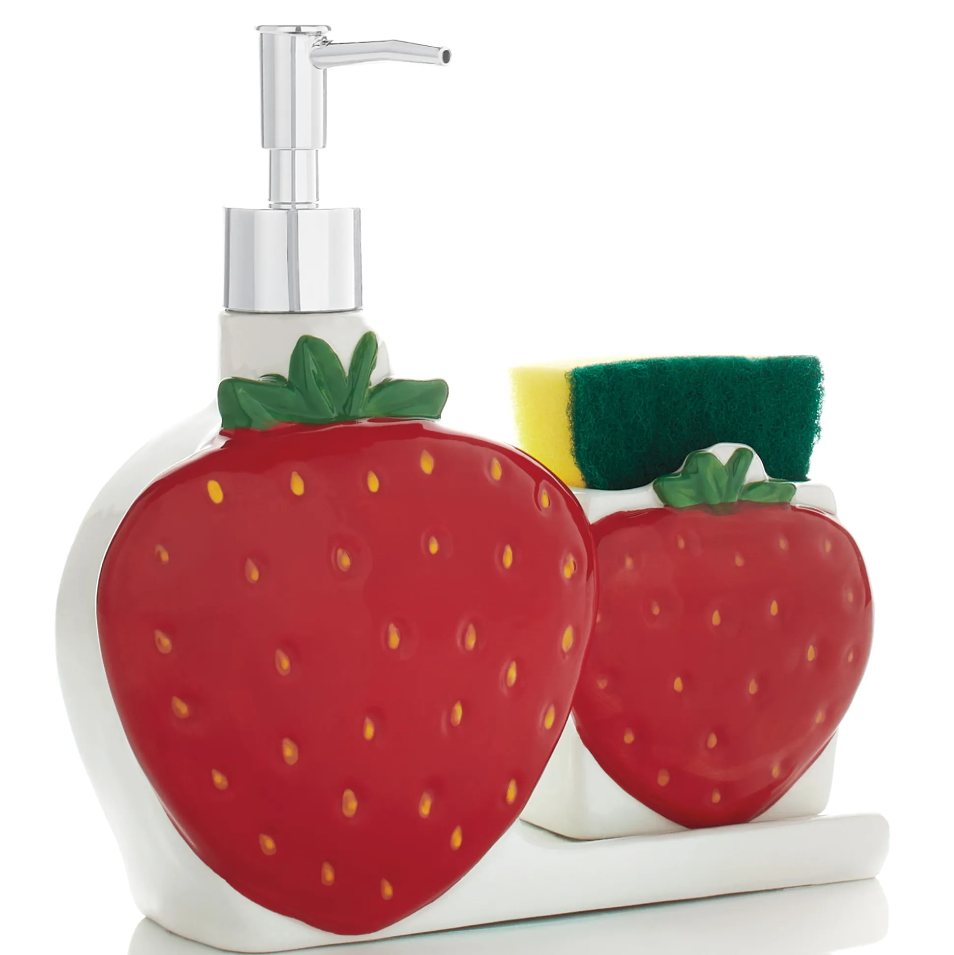 Strawberry Soap Pump & Sponge Holder